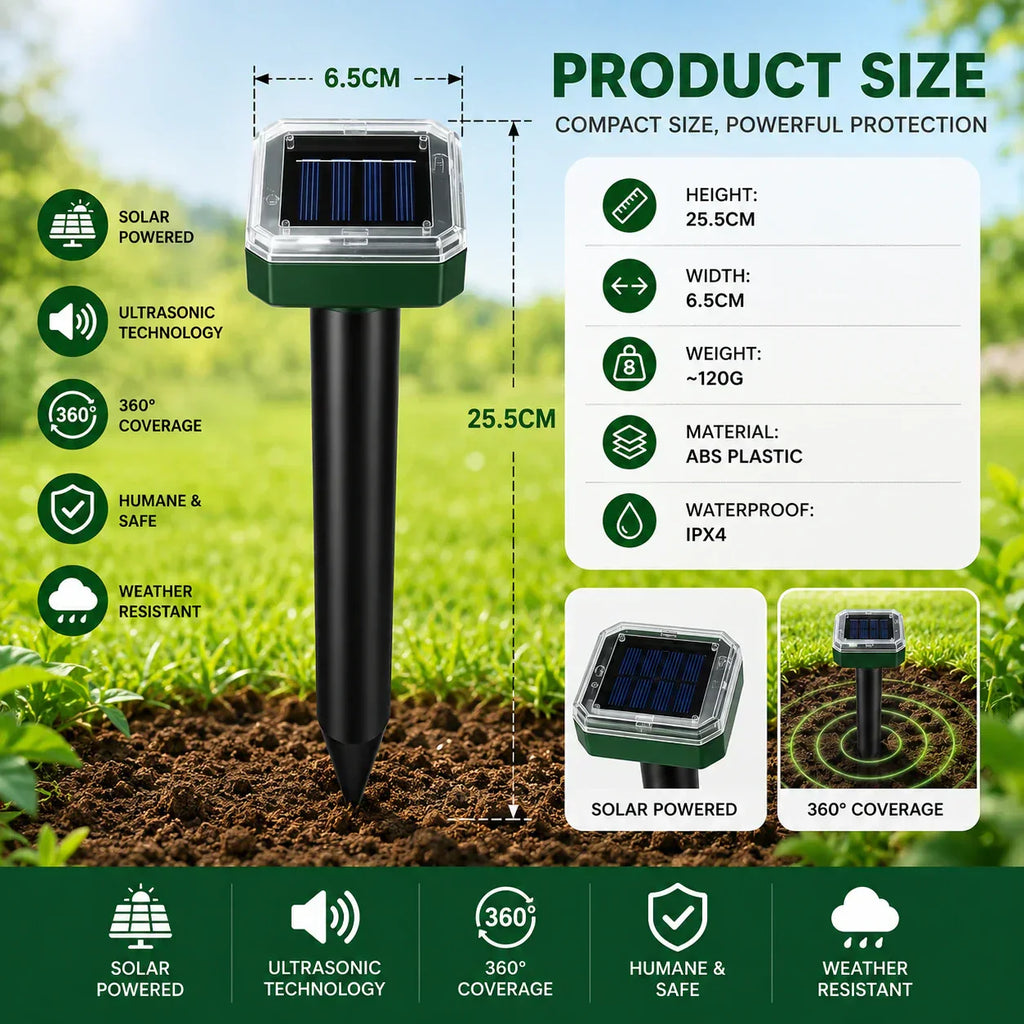Spring Sale 50% OFF☘️Solar Powered Waterproof Screw Mole Repellent🐭