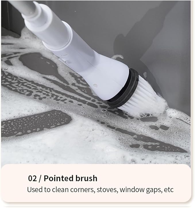 Electric Spin Scrubber – Cordless Power Scrubber with 6 Replaceable Brush Heads & Extendable Handle
