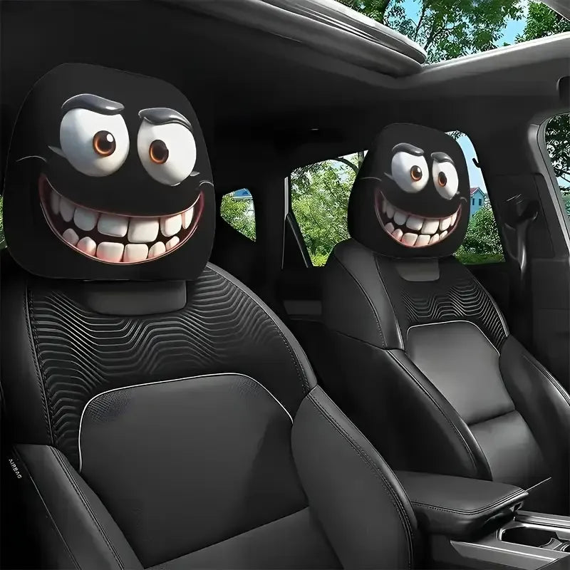 😆 Funny Cartoon Car Headrest Covers – 2PCS Universal Fit 🚗
