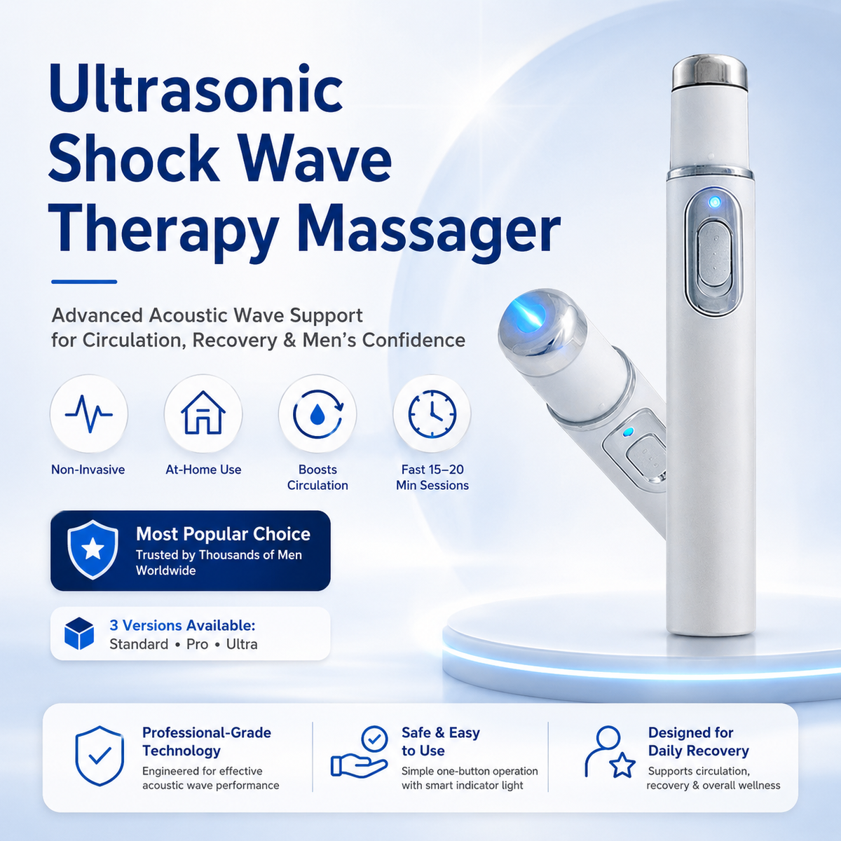 Mresio®  Ultrasonic Shock Wave Therapy Massager——Restore Circulation. Relieve Deep Pain. Rebuild Male Confidence.