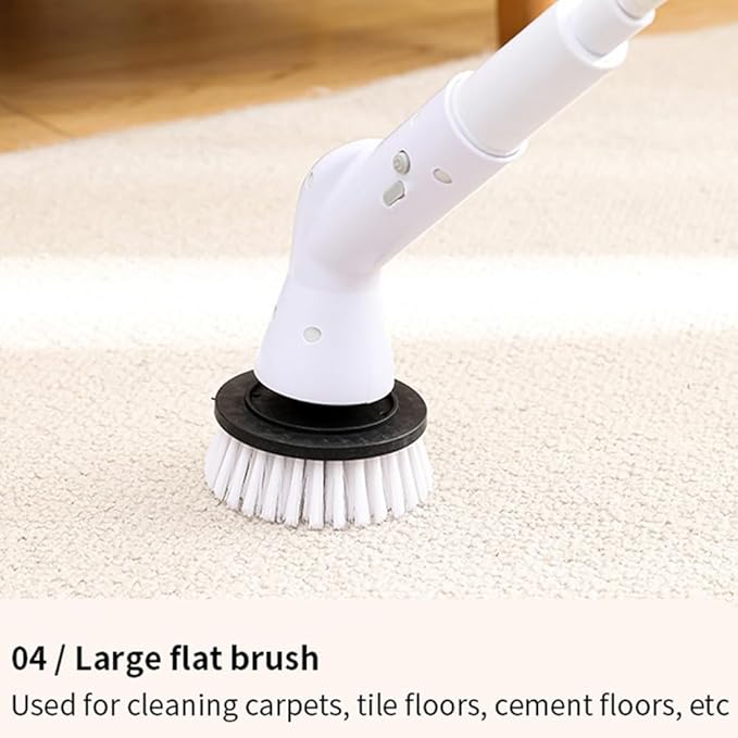 Electric Spin Scrubber – Cordless Power Scrubber with 6 Replaceable Brush Heads & Extendable Handle