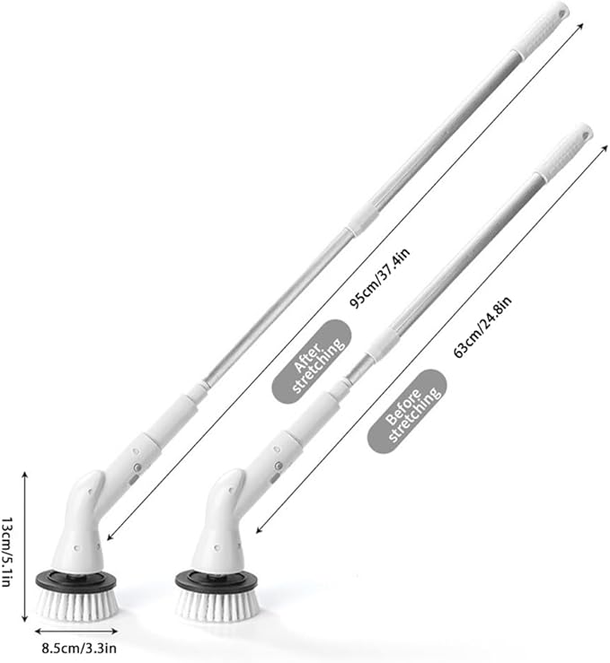 Electric Spin Scrubber – Cordless Power Scrubber with 6 Replaceable Brush Heads & Extendable Handle